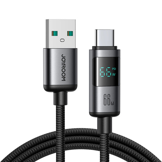 Joyroom S-A16 Pro Prism Series 66W USB-A - USB-C Cable with Display 1.2m - Black_0