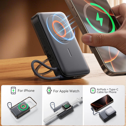 Joyroom JR-PBM02 Powerbank 22.5W 10000mAh 3in1 Magnetic Inductive Compatible with MagSafe with Built-in Cable - Black_1