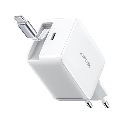 Joyroom JR-TCL06 67W GaN Wall Charger with Built-in Retractable USB-C Cable - White_0