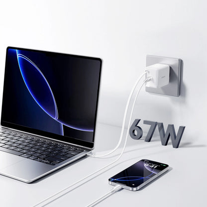 Joyroom JR-TCL06 67W GaN Wall Charger with Built-in Retractable USB-C Cable - White_5