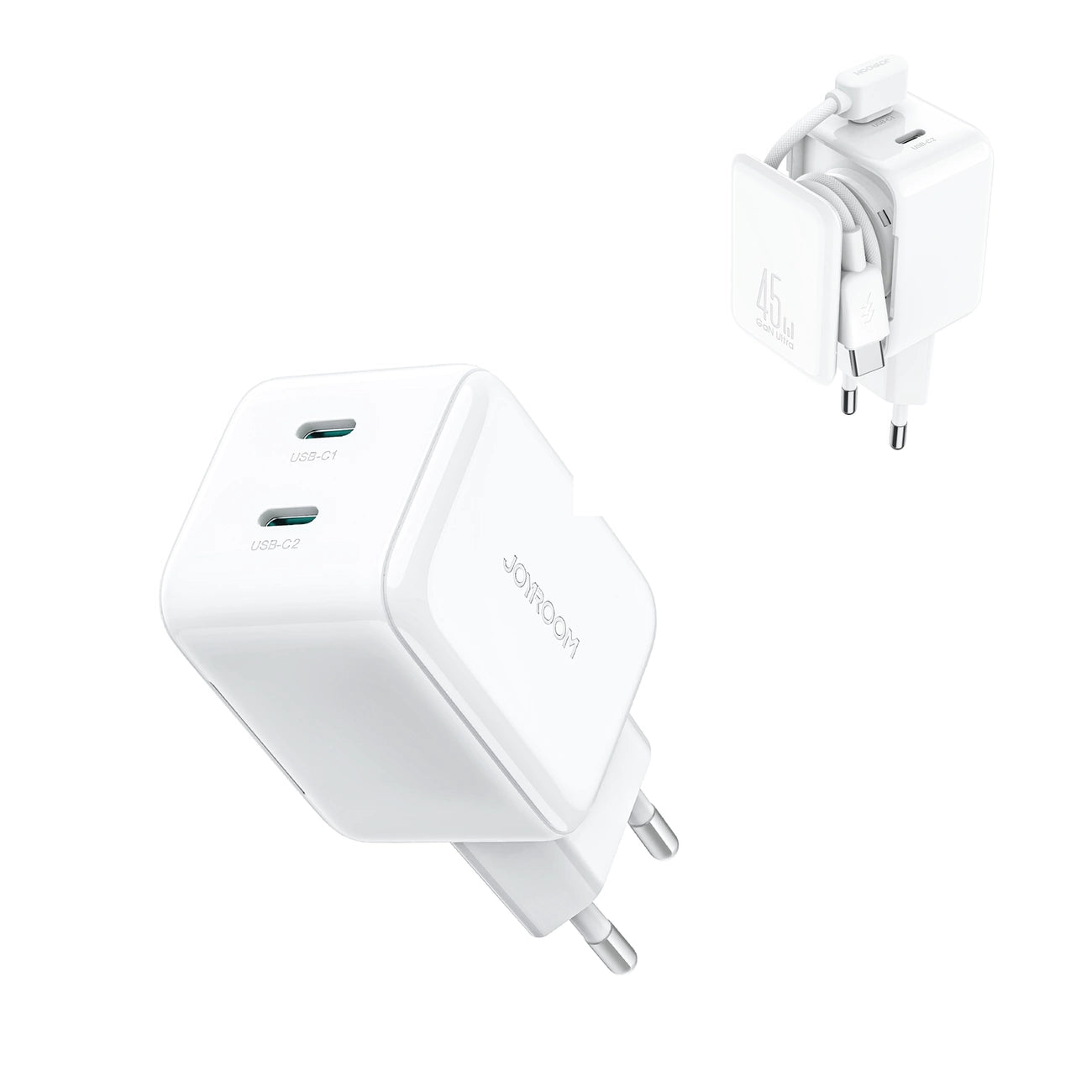 Joyroom JR-TCL05 45W GaN Wall Charger with Cable Organizer - White_1