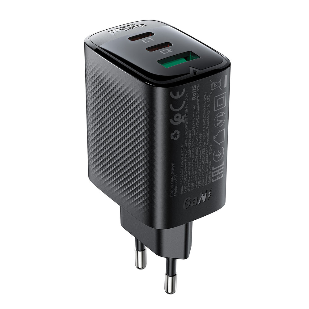 Acefast A108 GaN PD 67W 2xUSB-C 1xUSB-A Wall Charger - Black_0