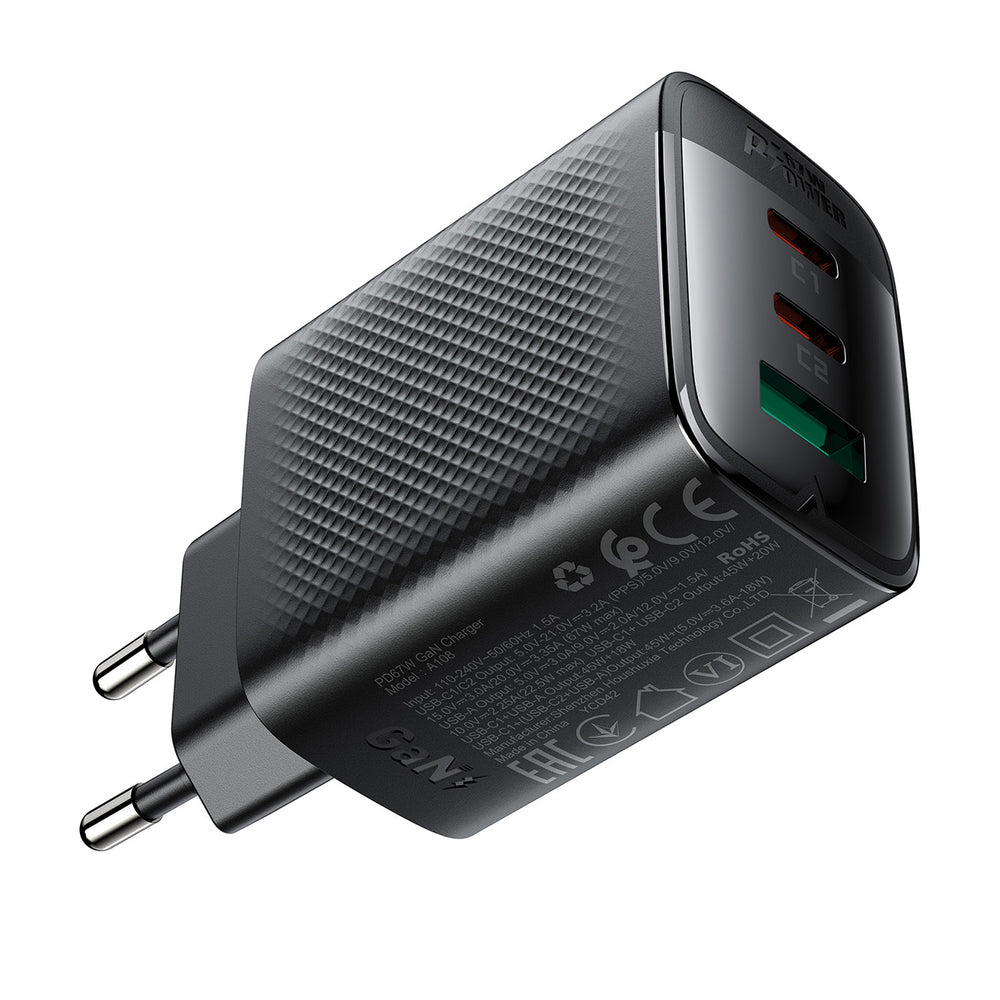 Acefast A108 GaN PD 67W 2xUSB-C 1xUSB-A Wall Charger - Black_4