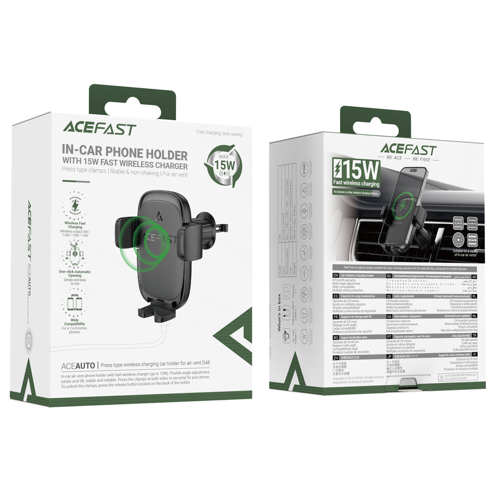 Acefast D48 Car Air Vent Mount with Wireless Charger - Black_4