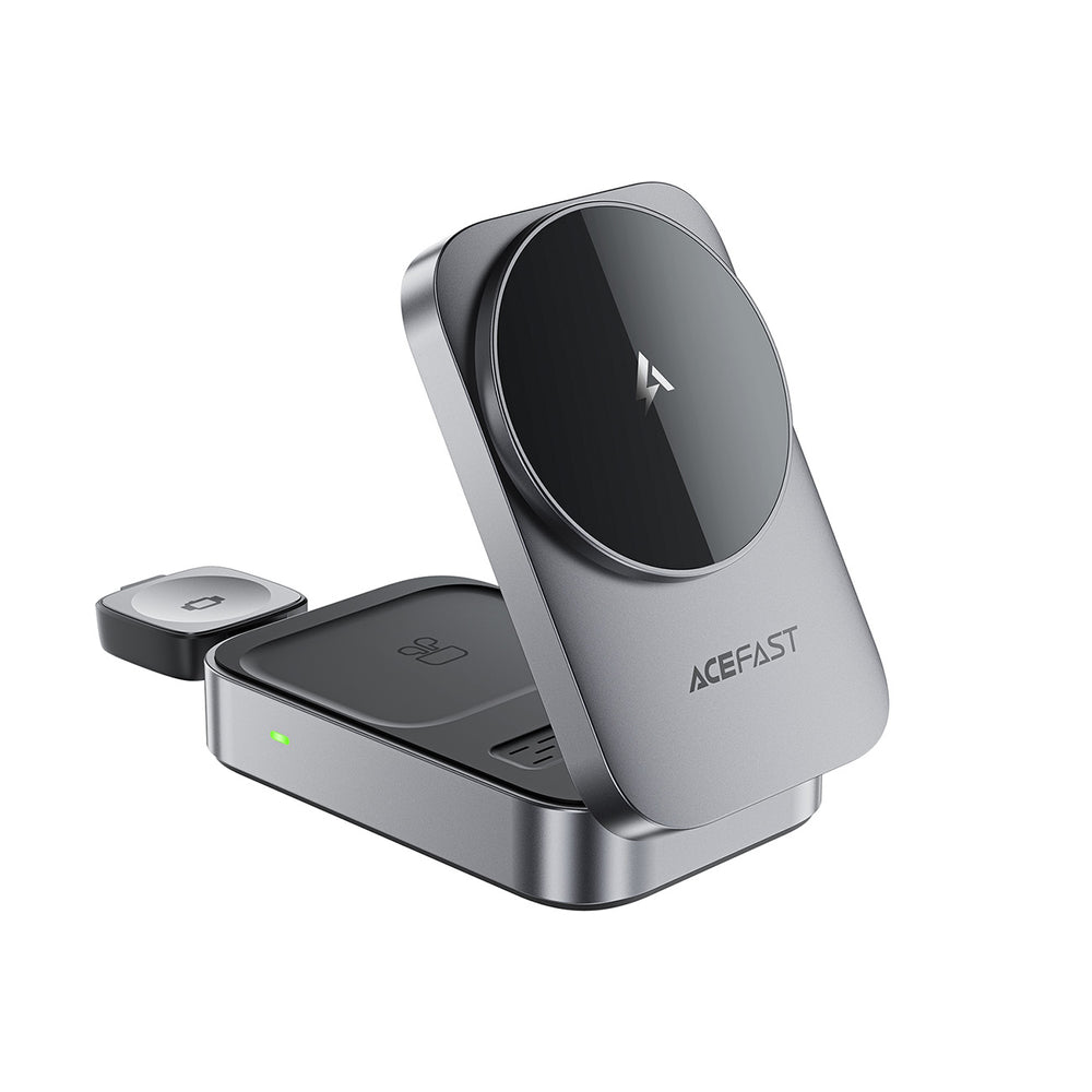 Acefast E22 3-in-1 Wireless Inductive Charging Station, MagSafe Compatible - Gray_0