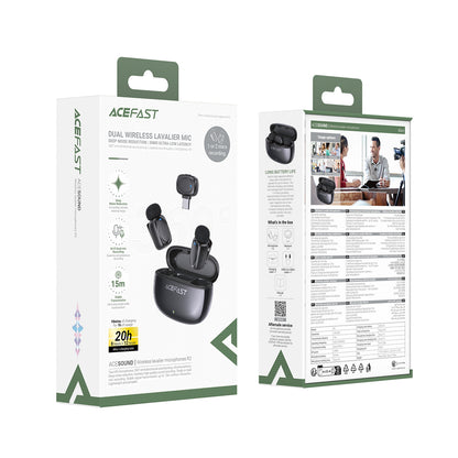 Wireless Microphone Acefast R2, USB-C, 2-Pack, Black _7