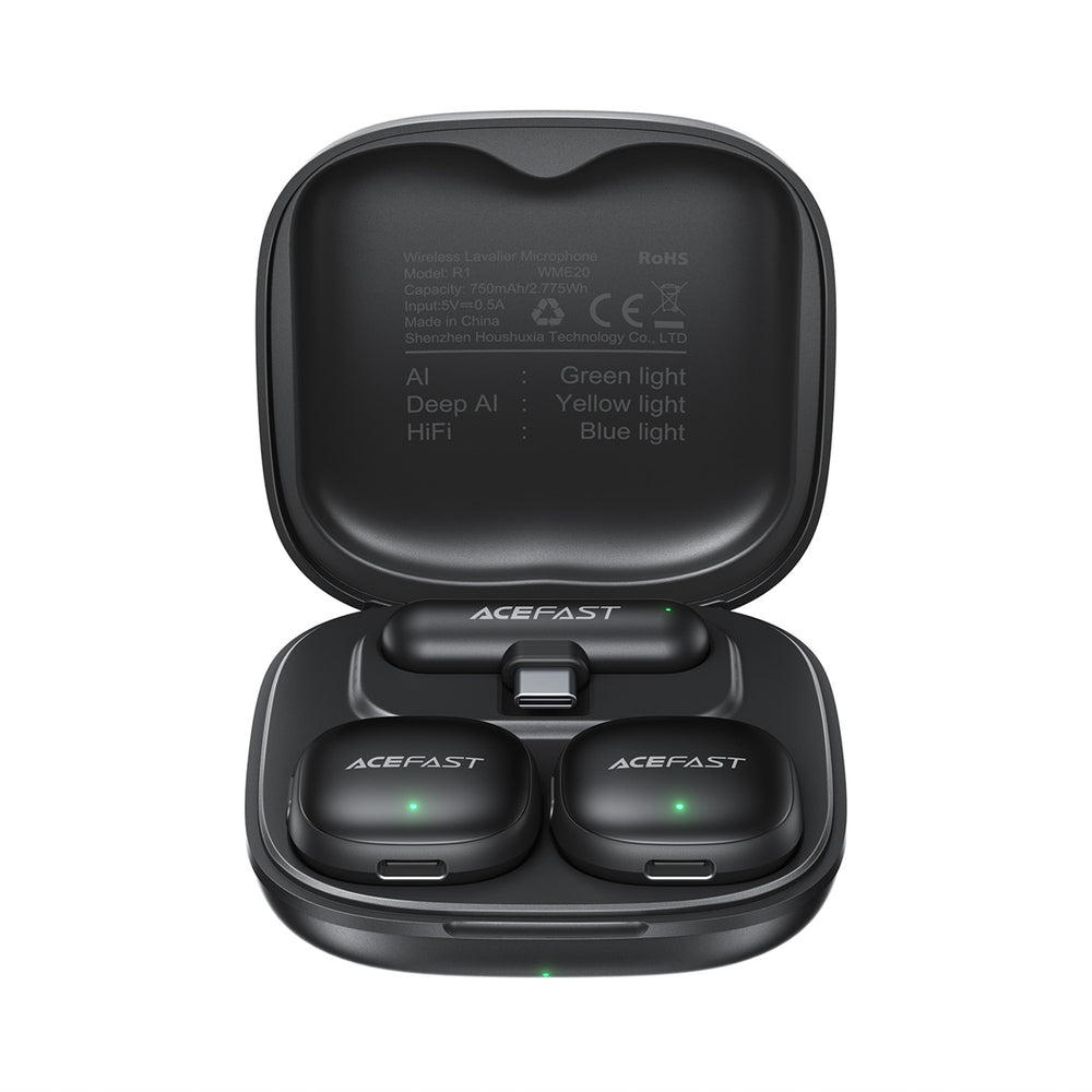 Wireless Microphone Acefast R1, USB-C, 2-Pack, Black _0