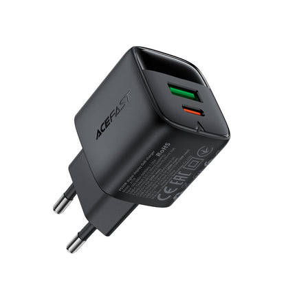 Wall Charger Acefast A116 Display, 35W, 3A, 1 x USB-A - 1 x USB-C, Black _1