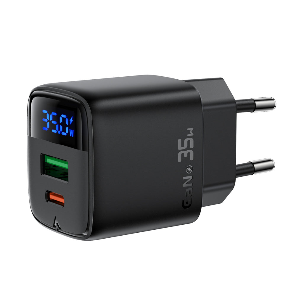 Wall Charger Acefast A116 Display, 35W, 3A, 1 x USB-A - 1 x USB-C, Black _4