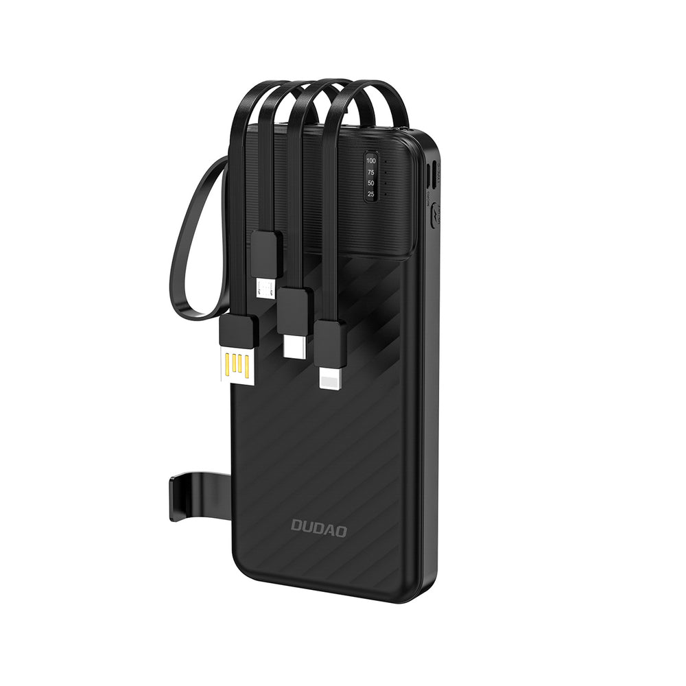 Dudao K11 10000mAh Powerbank with Built-in Cables - Black_0