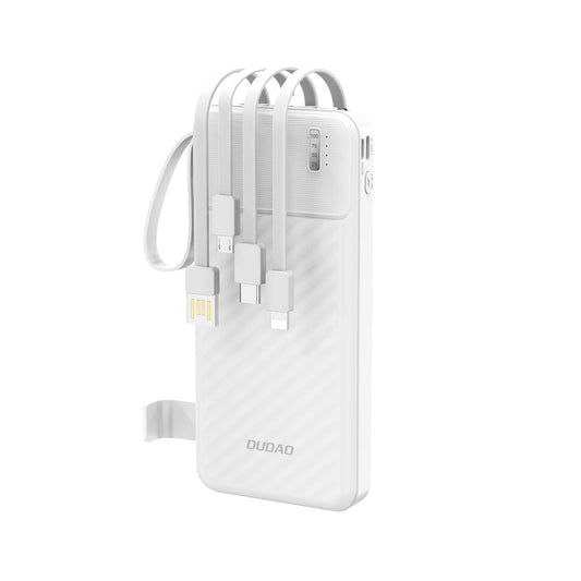 Dudao K11 10000mAh Powerbank with Built-in Cables - White_0