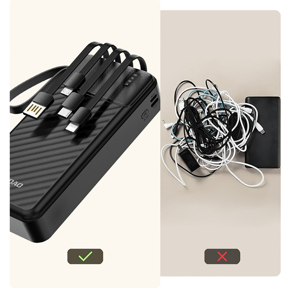 Dudao K11 Pro 20000mAh Powerbank with Built-in Cables - Black_6
