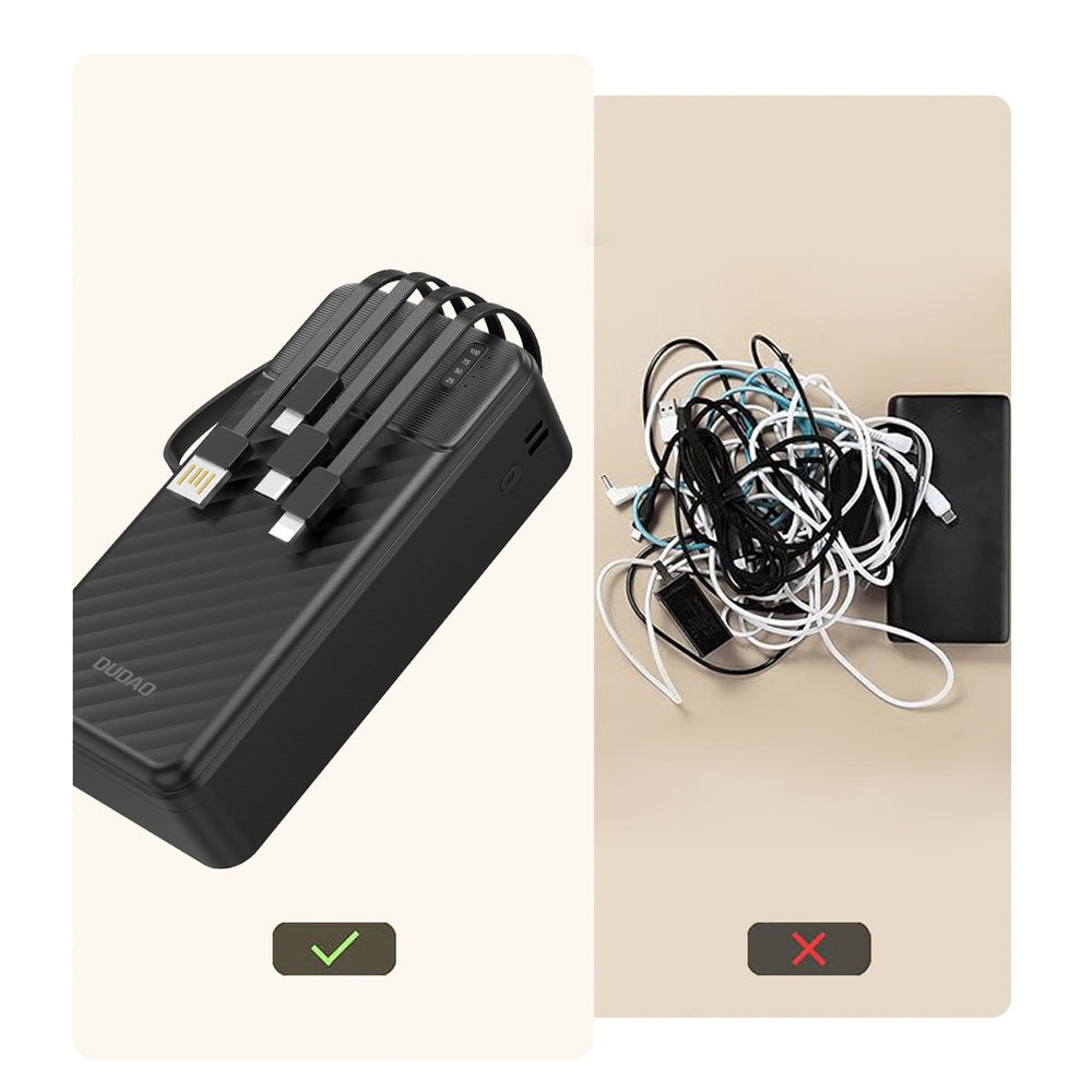 Dudao K11 Max 30000mAh Powerbank with Built-in Cables - Black_7