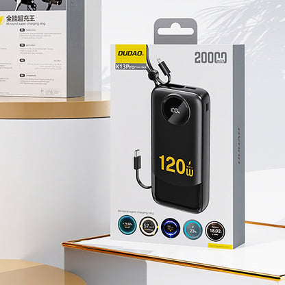 Dudao K13 10000mAh Powerbank with Built-in Cable - Black_1