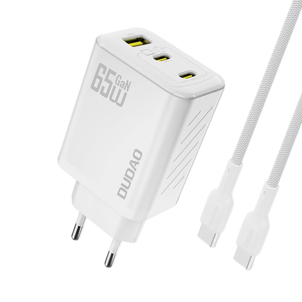 Dudao A29C 65W GaN Wall Charger + USB-C Cable - White_0