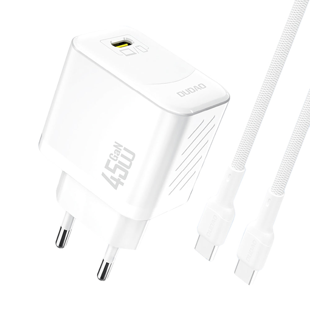 Dudao A28C 45W GaN Wall Charger + USB-C Cable - White_0