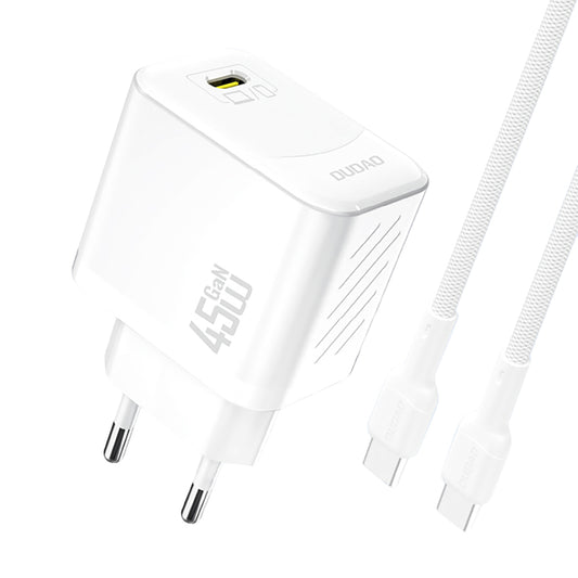 Dudao A28C 45W GaN Wall Charger + USB-C Cable - White_0