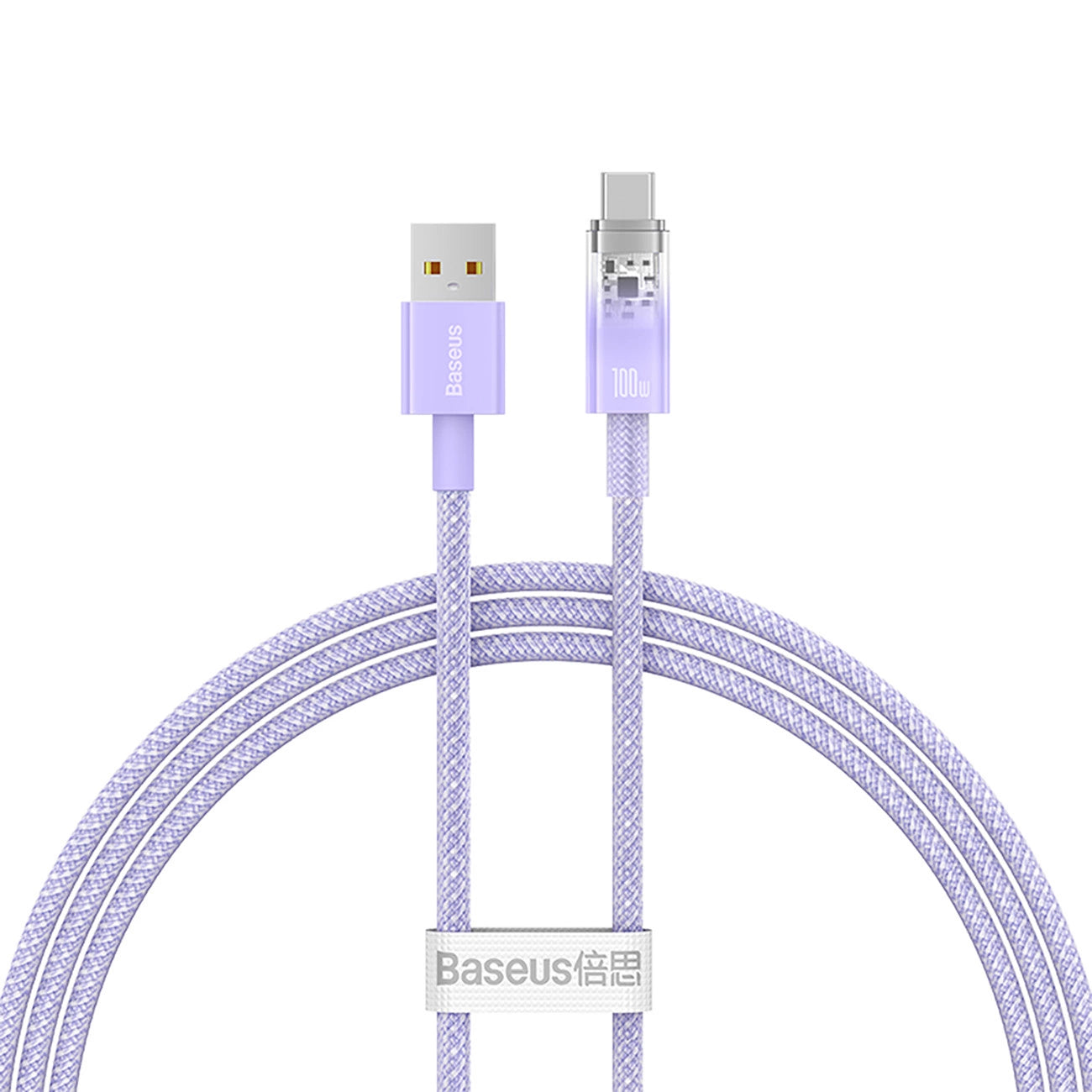 Baseus Explorer 100W USB-A - USB-C Cable with Intelligent Temperature Sensor 1m - Purple_0