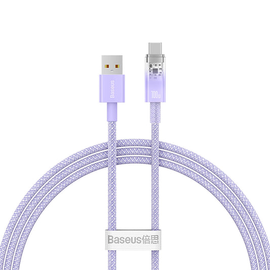 Baseus Explorer 100W USB-A - USB-C Cable with Intelligent Temperature Sensor 1m - Purple_0