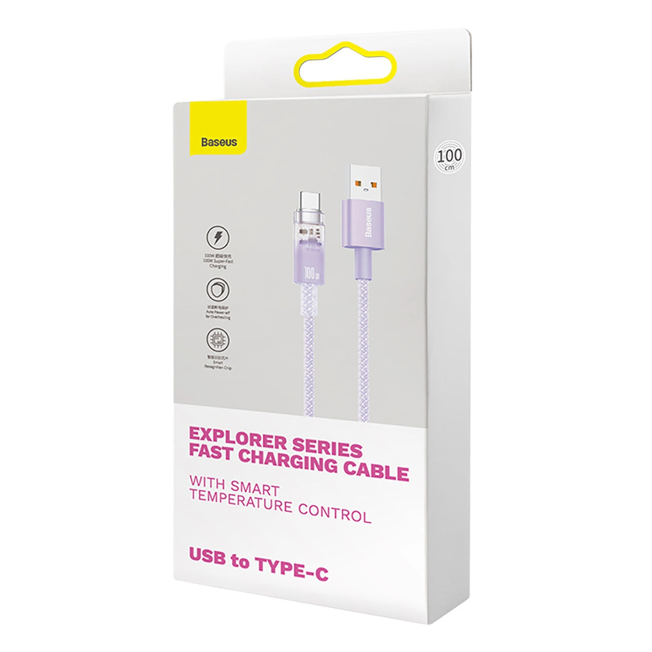 Baseus Explorer 100W USB-A - USB-C Cable with Intelligent Temperature Sensor 1m - Purple_6