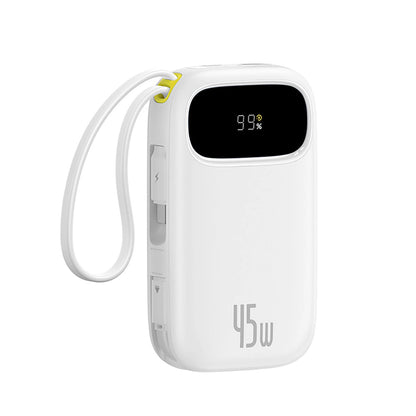 Baseus EnerFill FC31 20000mAh 45W Powerbank with Digital Display and 2 Built-in Cables (USB-C + Lightning) - White_1