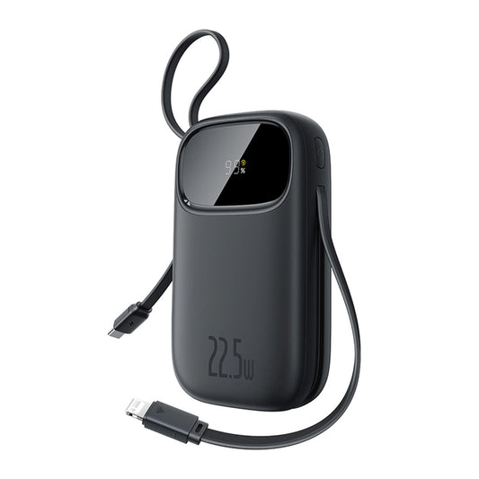 Baseus EnerFill FC31 10000mAh 22.5W Powerbank with Digital Display and 2 Built-in Cables (USB-C + Lightning) - Black_0