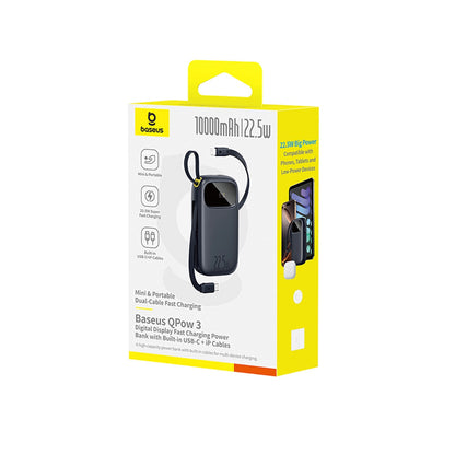 Baseus EnerFill FC31 10000mAh 22.5W Powerbank with Digital Display and 2 Built-in Cables (USB-C + Lightning) - Black_3