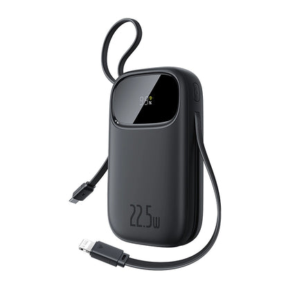 Baseus EnerFill FC31 20000mAh 22.5W Powerbank with Digital Display and 2 Built-in Cables (USB-C + Lightning) - Black_0