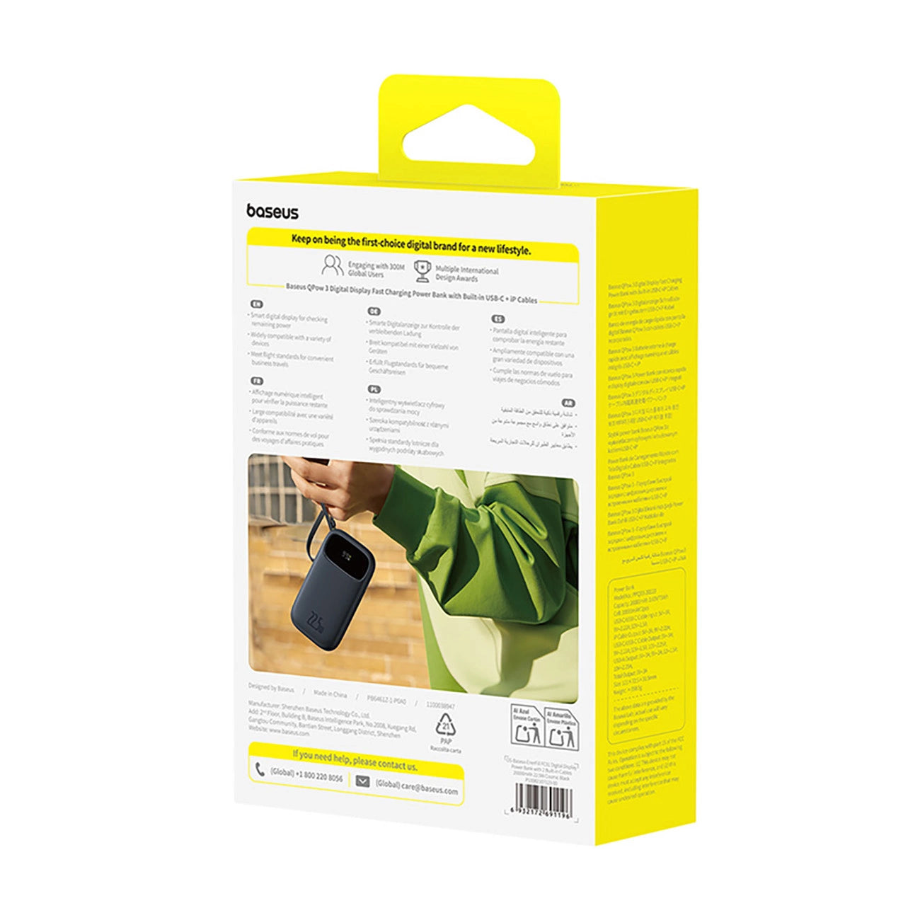 Baseus EnerFill FC31 20000mAh 22.5W Powerbank with Digital Display and 2 Built-in Cables (USB-C + Lightning) - Black_3