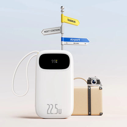 Baseus EnerFill FC31 20000mAh 22.5W Powerbank with Digital Display and 2 Built-in Cables (USB-C + Lightning) - White_5