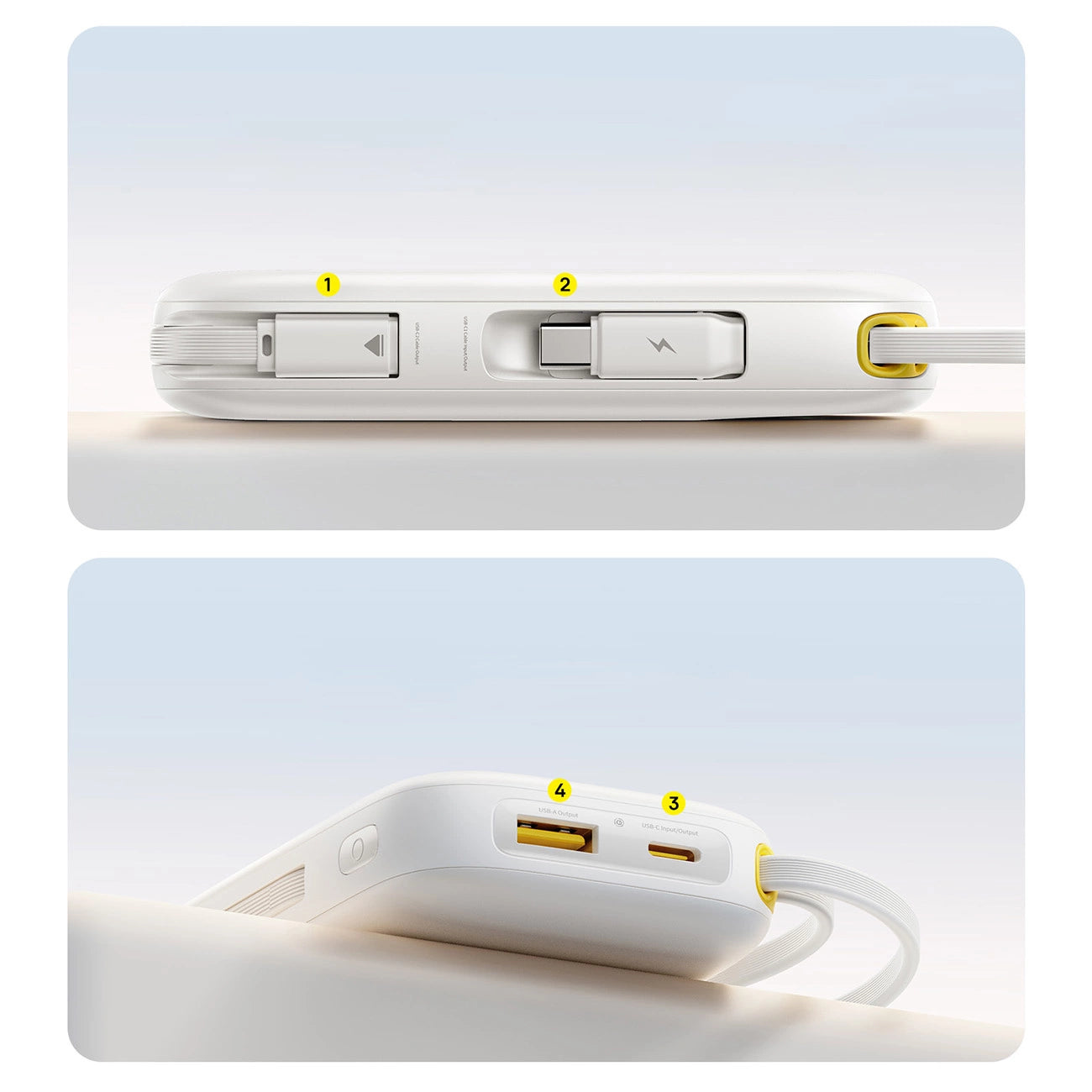 Baseus EnerFill FC31 20000mAh 22.5W Powerbank with Digital Display and 2 Built-in Cables (USB-C + Lightning) - White_6
