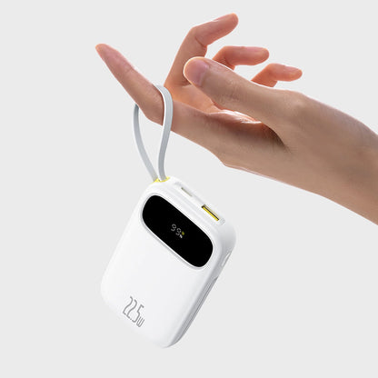 Baseus EnerFill FC31 20000mAh 22.5W Powerbank with Digital Display and 2 Built-in Cables (USB-C + Lightning) - White_8