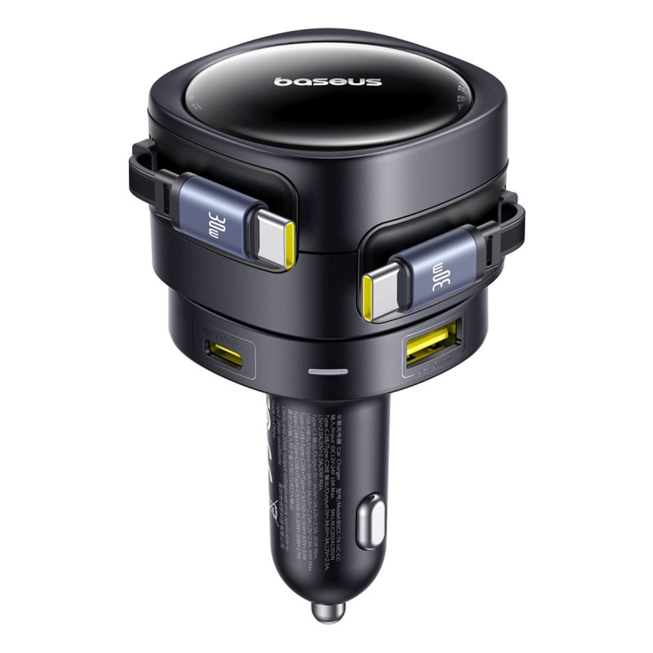 Baseus Enjoyment Max 90W Car Charger 2 x USB-C + USB-A + USB-C Cable - Black_1