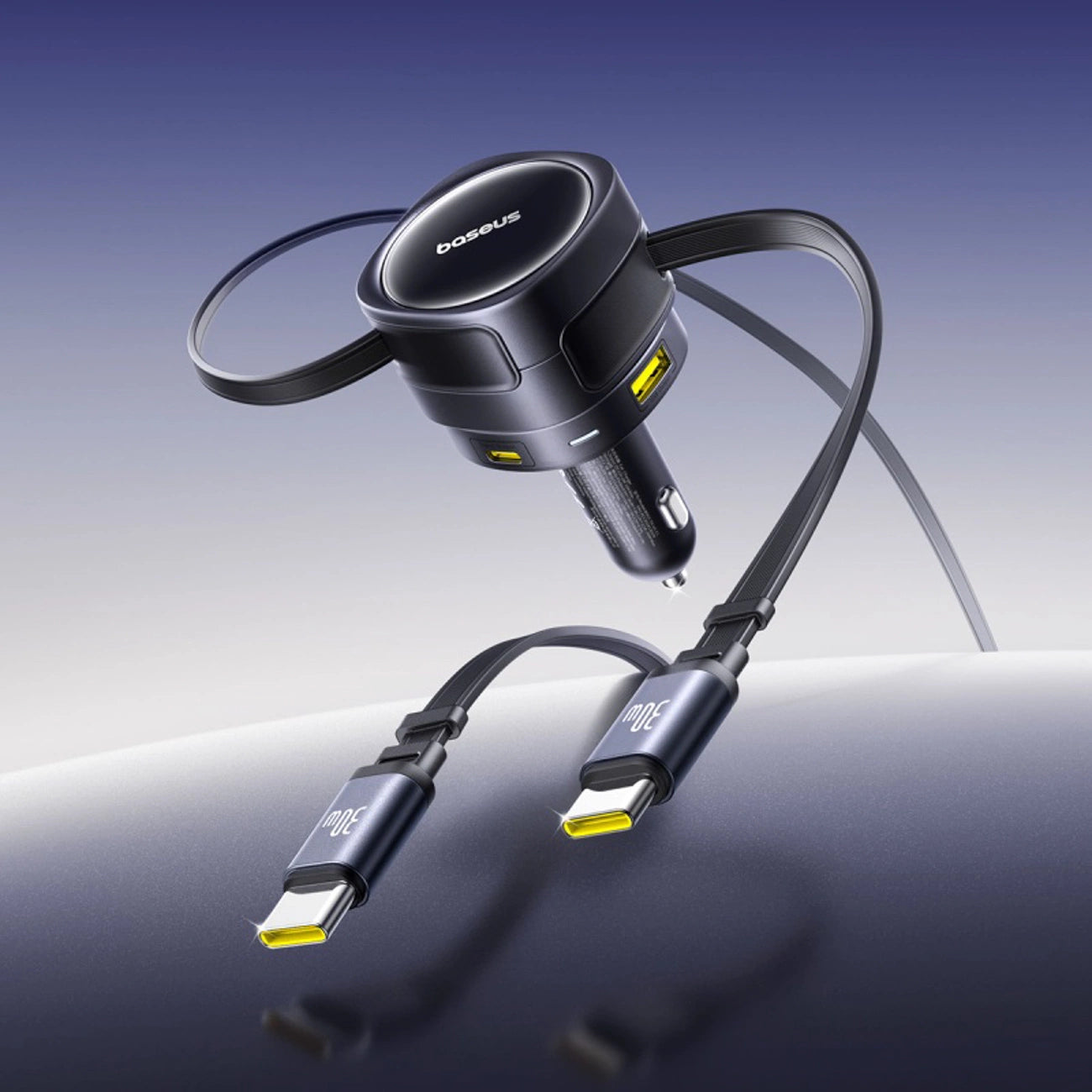 Baseus Enjoyment Max 90W Car Charger 2 x USB-C + USB-A + USB-C Cable - Black_6