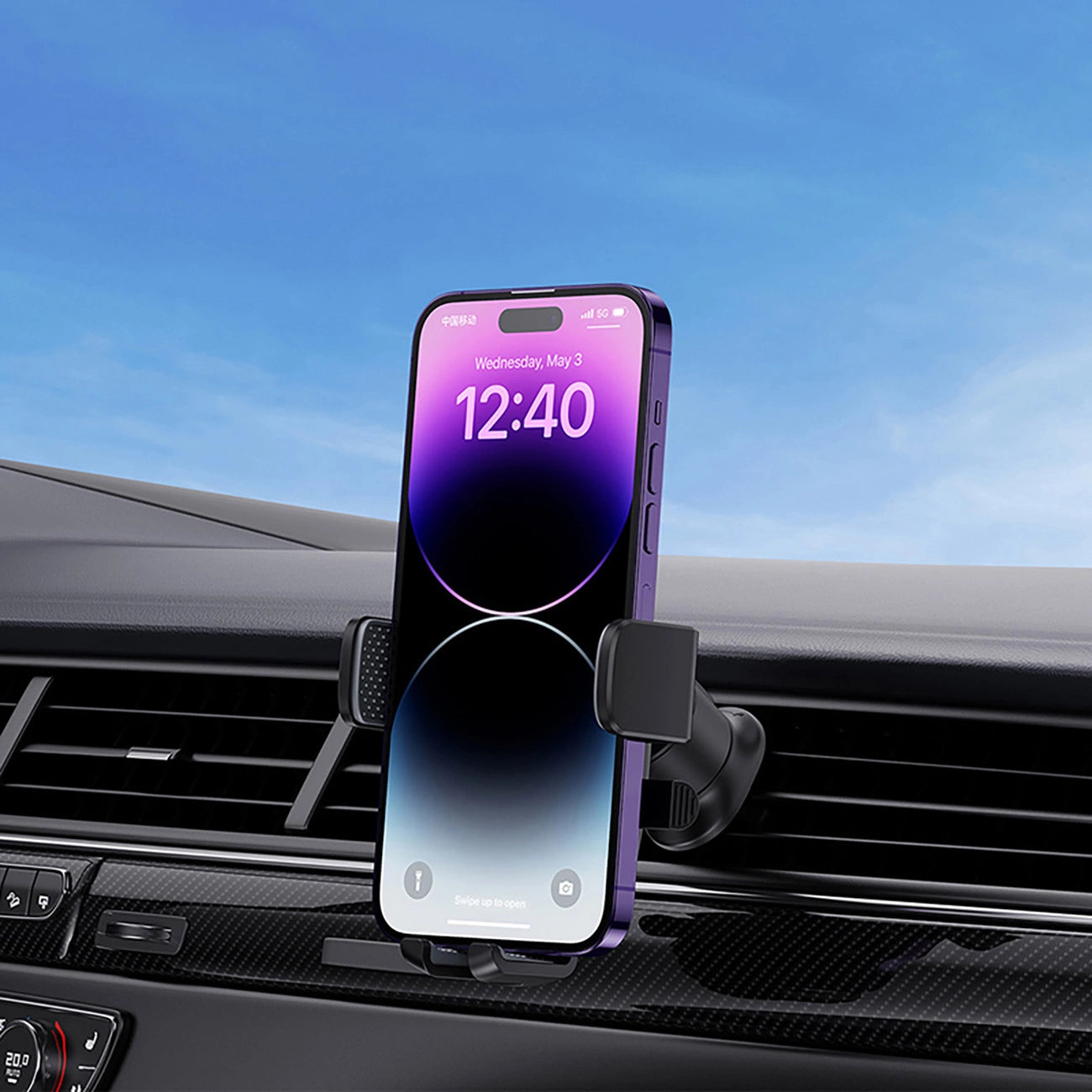 Baseus UltraControl Pro Clamp-on Car Holder with Suction Cup/Hook for Air Vent - Black_4