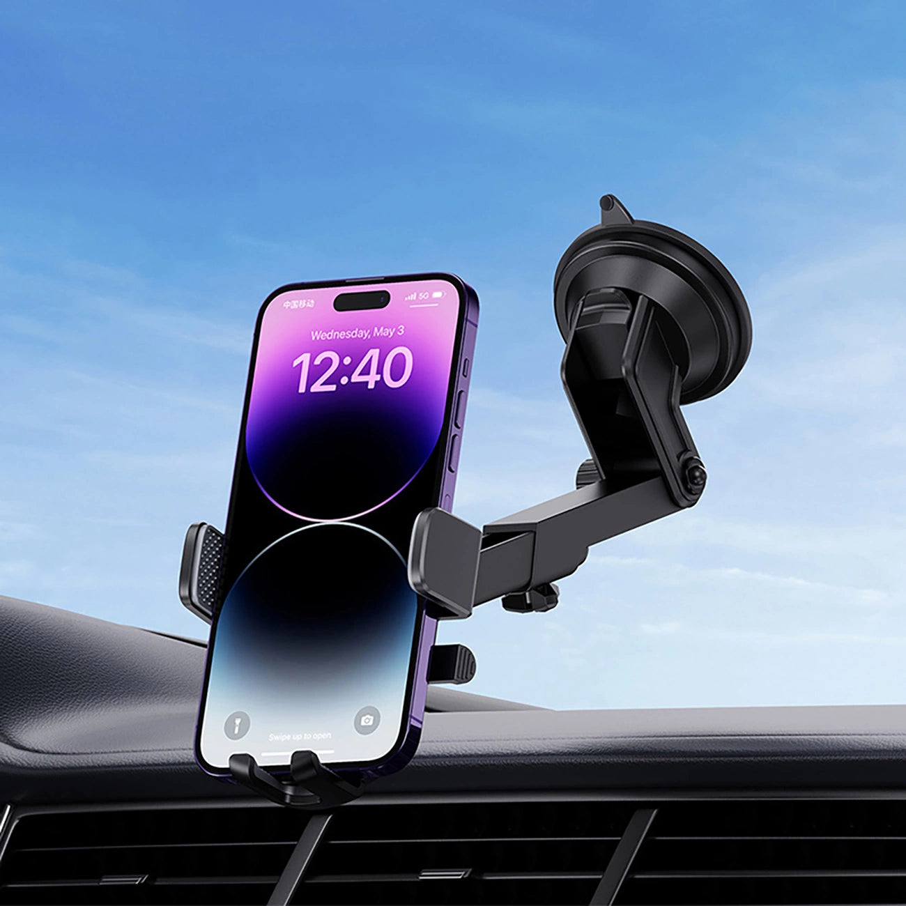 Baseus UltraControl Pro Clamp-on Car Holder with Suction Cup/Hook for Air Vent - Black_8