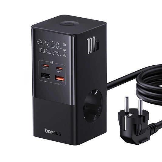 Baseus PowerCombo Tower Charging Station 100W 2 x EU + 2 x USB-A + 2 x USB-C 1.5m - Black_0