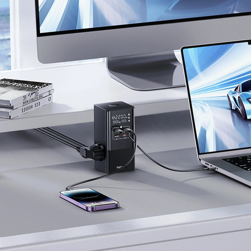 Baseus PowerCombo Tower Charging Station 100W 2 x EU + 2 x USB-A + 2 x USB-C 1.5m - Black_9