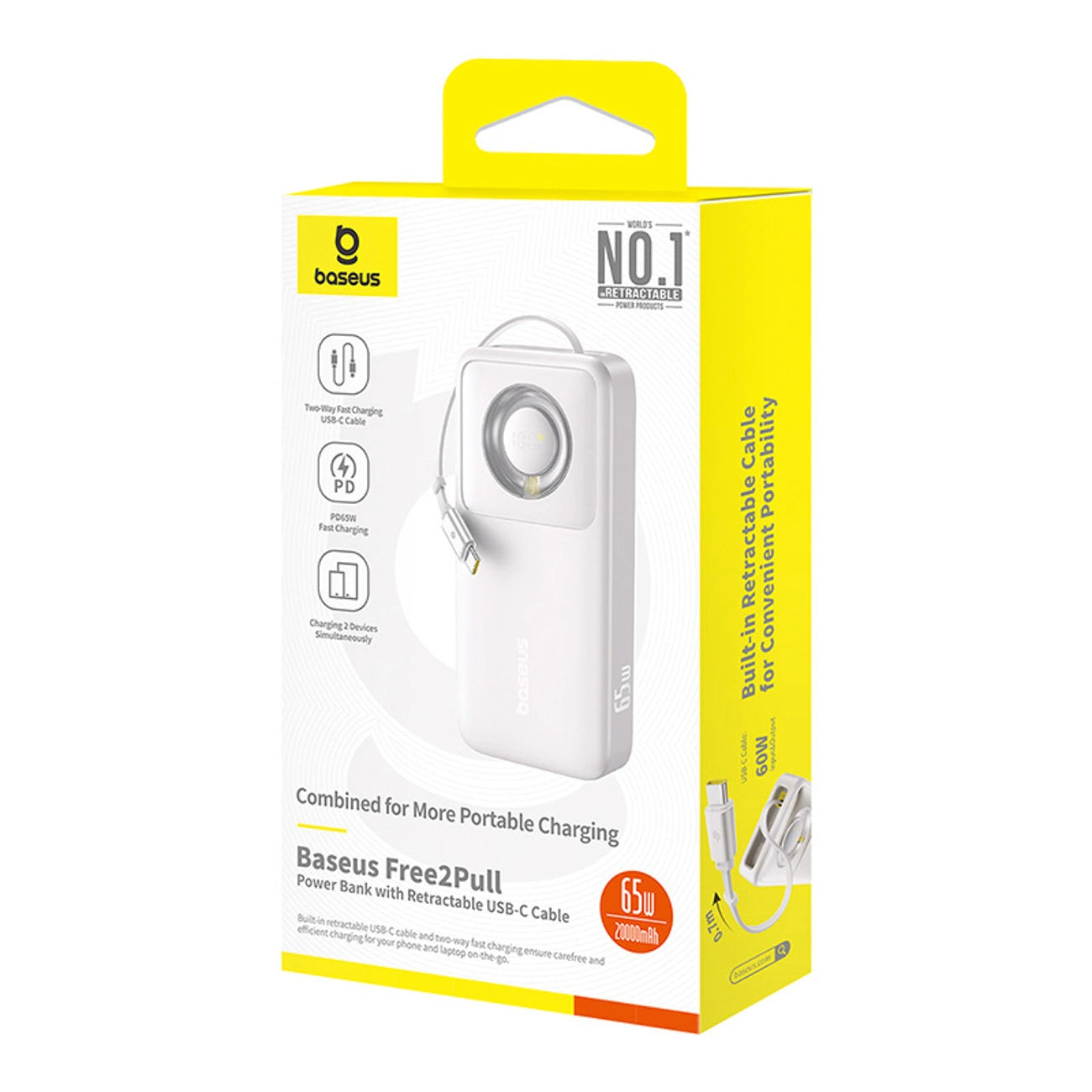 Baseus Free2Pull 20000mAh 65W Power Bank with Retractable USB-C Cable - Gray_6
