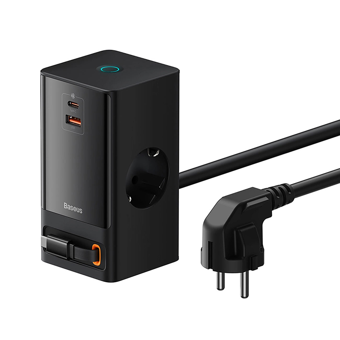Baseus PowerCombo Charging Station 65W 1.5m 2 x EU + USB-A + USB-C + Retractable USB-C Cable - Black_0