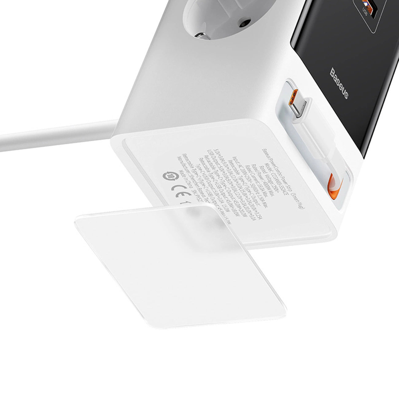 Baseus PowerCombo Charging Station 65W 1.5m 2 x EU + USB-A + USB-C + Retractable USB-C Cable - White_3