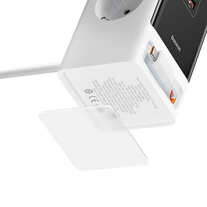 Baseus PowerCombo Charging Station 65W 1.5m 2 x EU + USB-A + USB-C + Retractable USB-C Cable - White_3