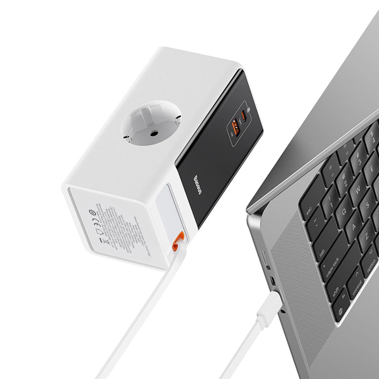 Baseus PowerCombo Charging Station 65W 1.5m 2 x EU + USB-A + USB-C + Retractable USB-C Cable - White_4