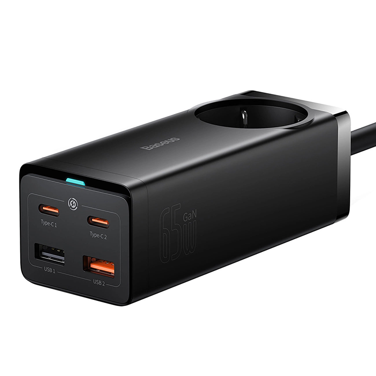 Baseus GaN3 Pro 65W EU Charging Station + 2 x USB-C + 2 x USB-A with Baseus Xiaobai USB-C 100W 1m Cable - Black_0