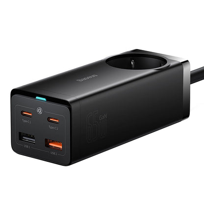 Baseus GaN3 Pro 65W EU Charging Station + 2 x USB-C + 2 x USB-A with Baseus Xiaobai USB-C 100W 1m Cable - Black_0
