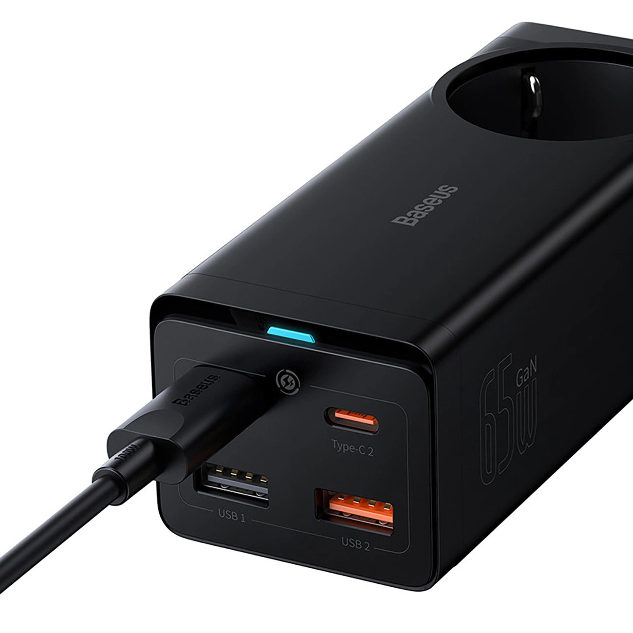 Baseus GaN3 Pro 65W EU Charging Station + 2 x USB-C + 2 x USB-A with Baseus Xiaobai USB-C 100W 1m Cable - Black_5