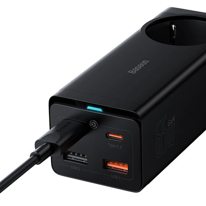 Baseus GaN3 Pro 65W EU Charging Station + 2 x USB-C + 2 x USB-A with Baseus Xiaobai USB-C 100W 1m Cable - Black_5