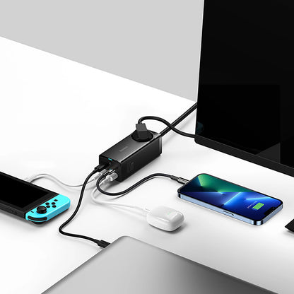 Baseus GaN3 Pro 65W EU Charging Station + 2 x USB-C + 2 x USB-A with Baseus Xiaobai USB-C 100W 1m Cable - Black_6