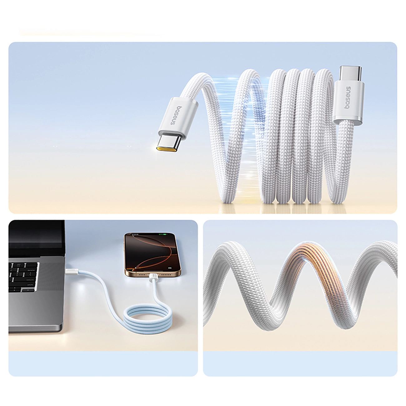 Baseus Dynamic 4 Pro 100W USB-C - USB-C Magnetic Cable 1m - White_3
