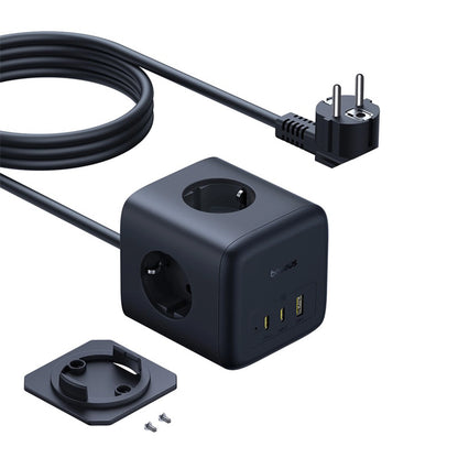 Baseus EnerFill FA11 67W Power Strip, USB-A + USB-C Cube + 3 x EU Socket 1.5m - Black_0